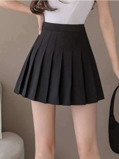 vlovelaw  Kpop High Waist Pleated Skirts, Preppy Elegant Bodycon A Line Mini Skirts, Women's Clothing