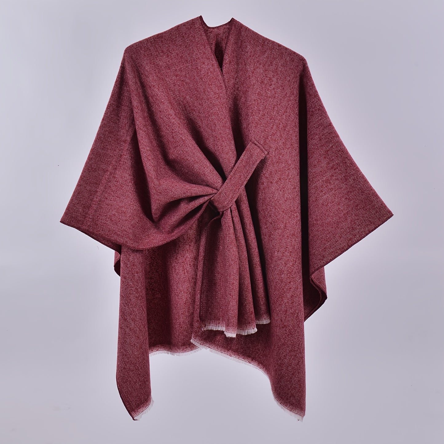 Solid Color Cross Cardigan Poncho Loose Open Front Large Shawl Travel Outerwear Windproof Cape Cloak