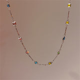 1pc Colorful Stone Princess Necklace Bohemian Vacation Style Clavicle Chain Jewelry