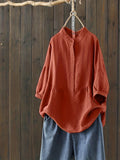 Plus Size Casual Blouse, Women's Plus Mock Neck Half Sleeve Round Neck Henley Shirt