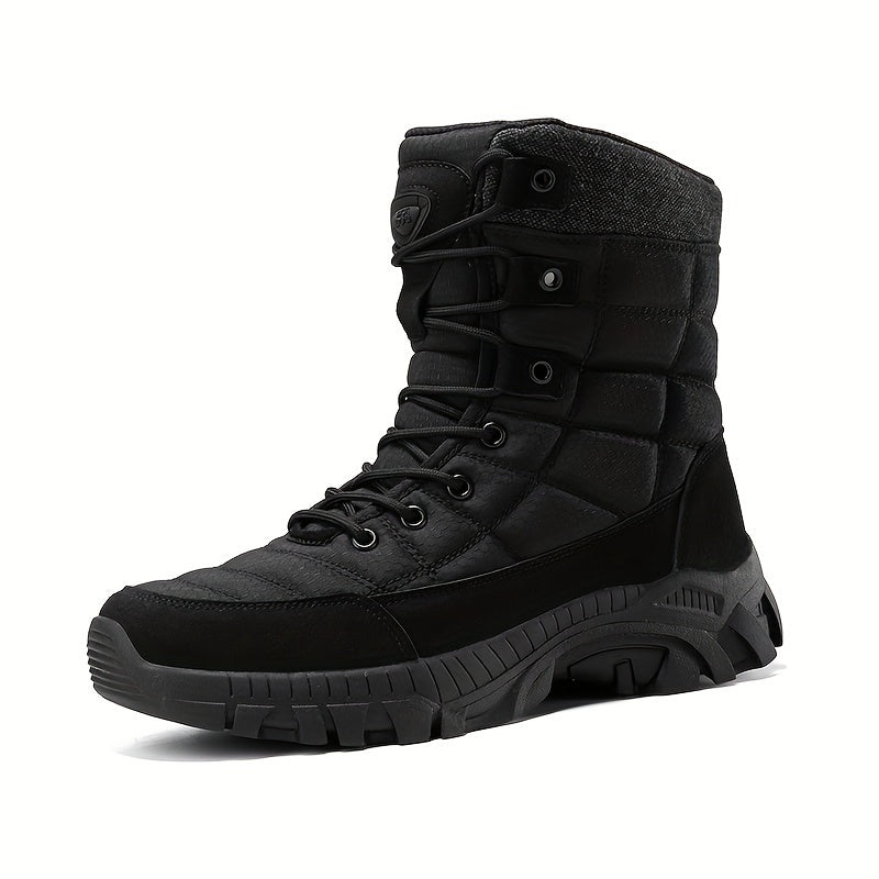 Stylish Men's Mid-Calf Winter Boots - Insulated, Non-Slip, Lace-Up, Round Toe Comfort