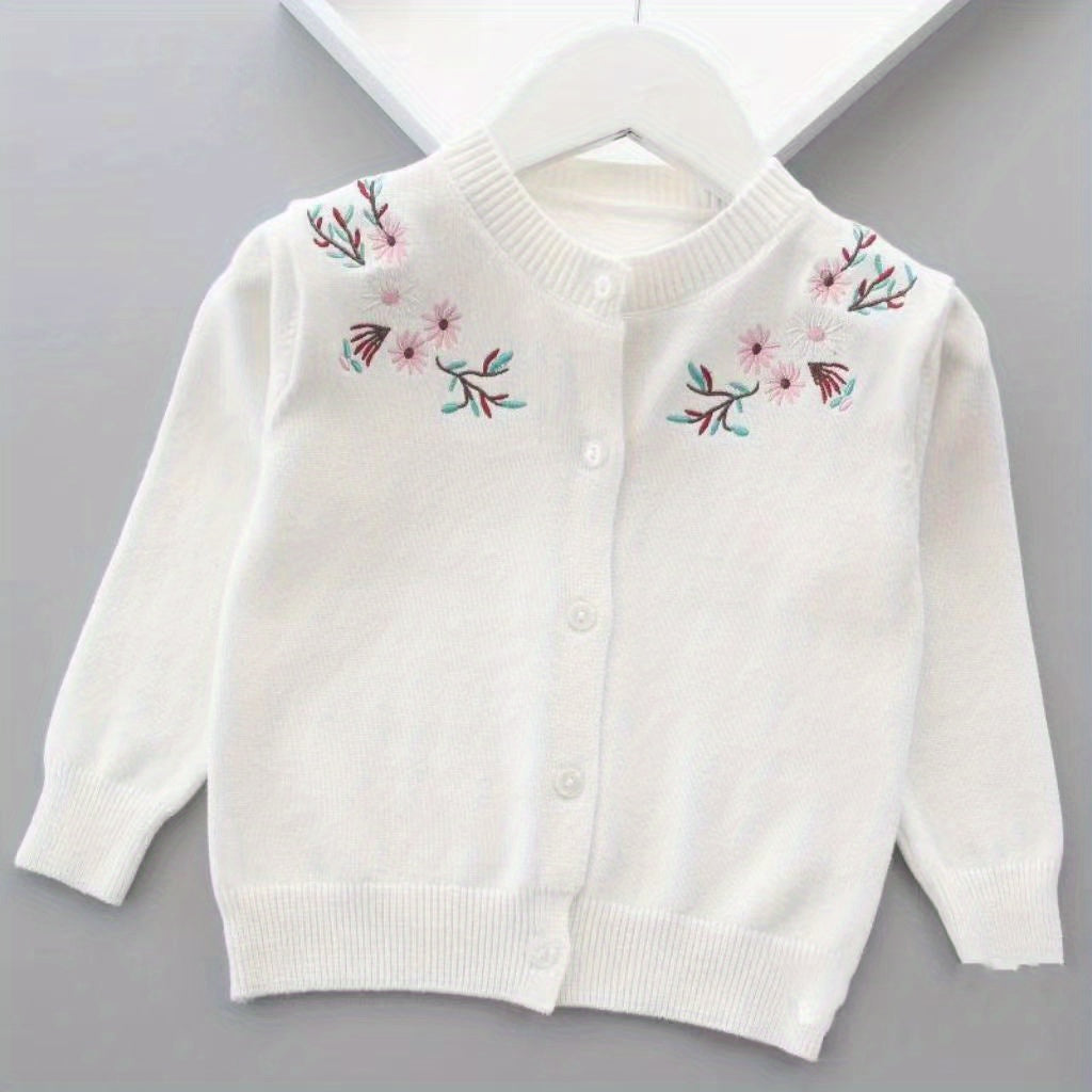 Charming Cotton Floral Cardigan for Girls - Soft & Cozy Knit - Ideal for Spring/Fall