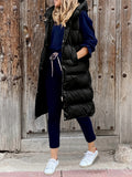 vlovelaw  Solid Zip Up Pockets Cotton-padded Coat, Casual Sleeveless Warm Jacket Coat, Women's Clothing