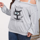 Plus Size One Shoulder Skull Print T-shirt, Women's Plus Casual Drop Shoulder Tee