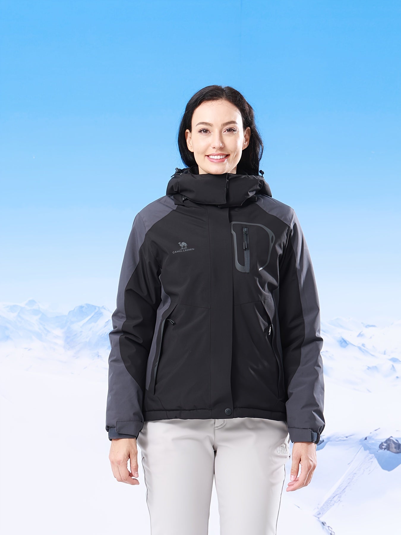 CAMEL CROWN Women's Ski Jacket Winter Snow Coat Warm Fleece Mountain Waterproof Female Jacket