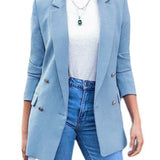 Women's Outerwear Double Breasted Blazer Long Sleeve Open Work Office Coat