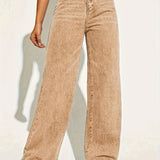 vlovelaw  Plain Loose Fit Baggy Jeans, Slant Pockets Non-Stretch Casual Wide Legs Jeans, Women's Denim Jeans & Clothing