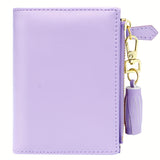 Stylish Slim Bifold Womens Wallet - Compact Coin Purse with Secure Zipper & ID Slot - Lightweight & Convenient Design