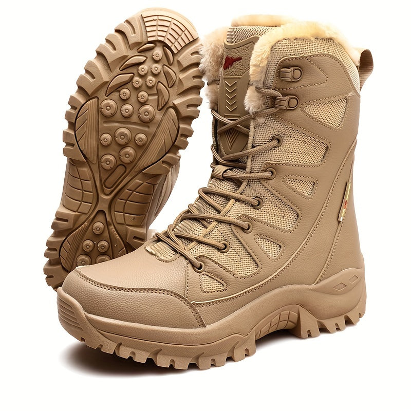 Men's Thermal Mid-Calf Snow Boots with TPR Traction, Plush Comfort Lining, and Windproof Durability for Winter Sports