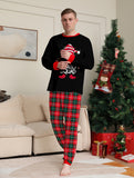 Mens Cozy Christmas Pajama Set - MERRY CHRISTMAS Crew Neck Top with Antler Graphic & Plaid Lounge Pants - Stylish Casual Holiday Wear