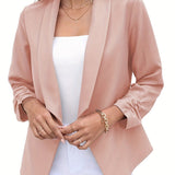 vlovelaw  Shawl Collar Open Front Blazer, Casual 3/4 Sleeve Blazer For Office & Work, Women's Clothing