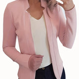 vlovelaw  Long Sleeve Open Front Jacket, Solid Outwear For Business, Every Day, Women's Clothing