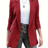 Women's Outerwear Double Breasted Blazer Long Sleeve Open Work Office Coat