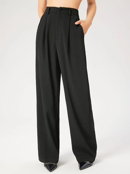 vlovelaw  Solid High Waist Pants, Casual Wide Leg Pants, Women's Clothing