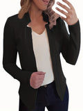 vlovelaw  Long Sleeve Open Front Jacket, Solid Outwear For Business, Every Day, Women's Clothing