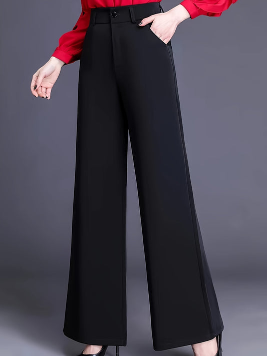 vlovelaw  Solid Color Wide Leg Pants, Casual High Waist Loose Pants, Women's Clothing