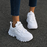 vlovelaw  Fashion Simple Thick Bottom White Shoes, Comfortable And Breathable Lace Up Outdoor Sneakers