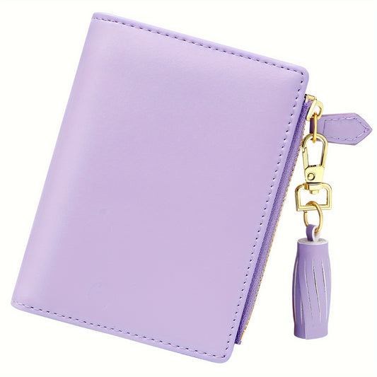 Stylish Slim Bifold Womens Wallet - Compact Coin Purse with Secure Zipper & ID Slot - Lightweight & Convenient Design