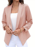 vlovelaw  Shawl Collar Open Front Blazer, Casual 3/4 Sleeve Blazer For Office & Work, Women's Clothing