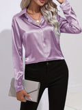 vlovelawElegant Satin Blouse, Collar Long Sleeve Work Blouse, Women's Clothing