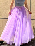 vlovelaw  Mesh Pleated Skirts, Elegant High Waist Drawstring Maxi Skirts, Women's Clothing