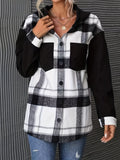 vlovelaw  Plaid Print Hooded Jacket, Casual Button Front Long Sleeve Outerwear, Women's Clothing