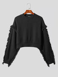 vlovelaw All Match Knitted Ripped Sweater, Men's Casual Warm Slightly Stretch Crew Neck Pullover Sweater For Men Fall Winter