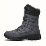 Stylish Men's Mid-Calf Winter Boots - Insulated, Non-Slip, Lace-Up, Round Toe Comfort