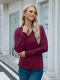 vlovelaw  V Neck Oversized T-shirt, Casual Loose Long Sleeve Fashion T-Shirts Tops, Women's Clothing