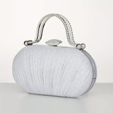 Sparkling Ruffled Clutch Bag - Shiny Top Ring Handle for Elegant Evening Wear - Perfect for Weddings, Parties, and Festivals