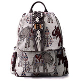 Women's Bag Backpack Canvas Bag Hand-Woven Elephant Printed Backpack  New All-Match Travel Backpack Wholesale