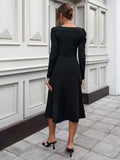 vlovelaw  Beaded Decor Long Sleeve Dress, Elegant A-line Dress For Spring & Fall, Women's Clothing