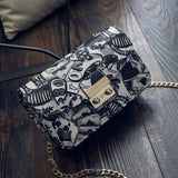 Chic Graffiti Geometric Crossbody Bag – Durable PU Leather with Buckle Closure & Comfortable Strap, Cartoon-Themed Daily Essential