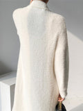 vlovelaw  Long Length Fuzzy Knit Cardigan, Casual Open Front Long Sleeve Sweater, Women's Clothing