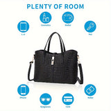 4pcs Luxury Crocodile Pattern Tote Bag Set - Spacious Womens Handbag with Stylish Crossbody Bag, Clutch Purse, & Card Holder - Fashion-Forward, Versatile Ensemble for Chic Organization