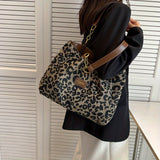 Fashionable Leopard Print Canvas Tote - Secure Zip for Work, School, Shopping | Vintage Animal Shoulder Bag with Polyester Lining