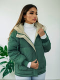 vlovelaw  Solid Color Cotton-padded Jacket Coat, Casual Long Sleeve Hooded Warm Coat, Women's Clothing