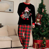 Mens Cozy Christmas Pajama Set - MERRY CHRISTMAS Crew Neck Top with Antler Graphic & Plaid Lounge Pants - Stylish Casual Holiday Wear