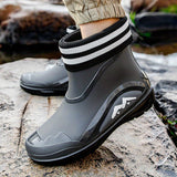 Men's Solid Colour Slip On Waterproof Rain Boots With Or Without Warm Plush Lining, Comfy Non Slip Casual Durable Water Shoes, Men's Outdoor Footwear