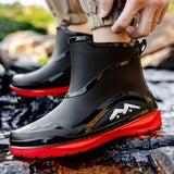 Men's Solid Colour Slip On Waterproof Rain Boots With Or Without Warm Plush Lining, Comfy Non Slip Casual Durable Water Shoes, Men's Outdoor Footwear