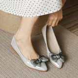 Womens Ballet Flats Foldable Bowknot Pointed Toe Comfortable Slip on Wedding Flat Shoes Dress Flats for Women