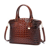 Chic Gradient Crocodile Pattern Tote & Crossbody Bag – Women’s Vintage Satchel with Secure Zip & Polyester Lining