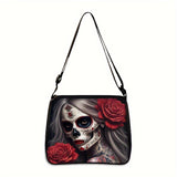 Trendy Skull Print Crossbody Bag - Stylish Casual Design with Secure Phone & Wallet Compartments - Perfect for Fashion-Conscious Travelers