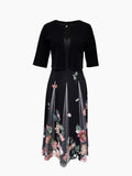 Elegant Matching Two-piece Set, Floral Print Sleeveless Dress & Open Front Cardigan Outfits, Women's Clothing