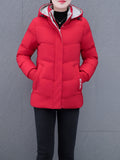 Cozy Winter Puffer Hoodie Jacket - Women's Casual Long Sleeve Clothing with Zipper Slant Pockets - Perfect for Cold Weather, Daily Life, and Outdoor Activities