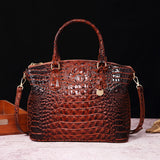 Chic Gradient Crocodile Pattern Tote & Crossbody Bag – Women’s Vintage Satchel with Secure Zip & Polyester Lining