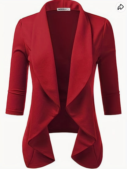 Solid Single Breasted Blazer, Casual Long Sleeve Lapel Blazer For Office, Women's Clothing