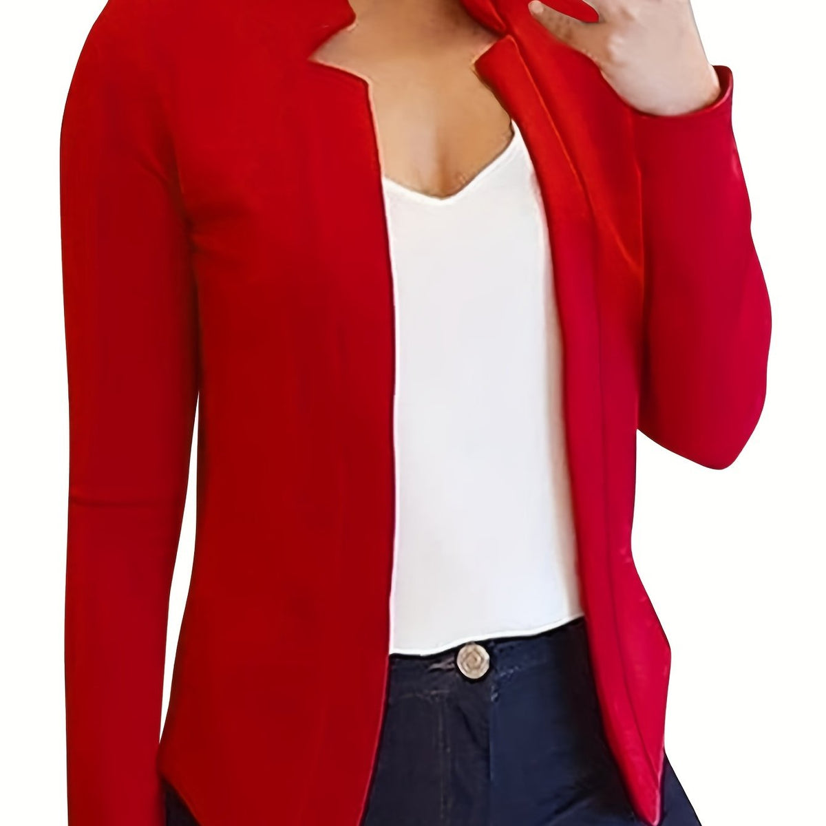 vlovelaw  Long Sleeve Open Front Jacket, Solid Outwear For Business, Every Day, Women's Clothing