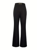 Solid Flare Leg Pants, Casual High Waist Pants For Spring & Fall, Women's Clothing