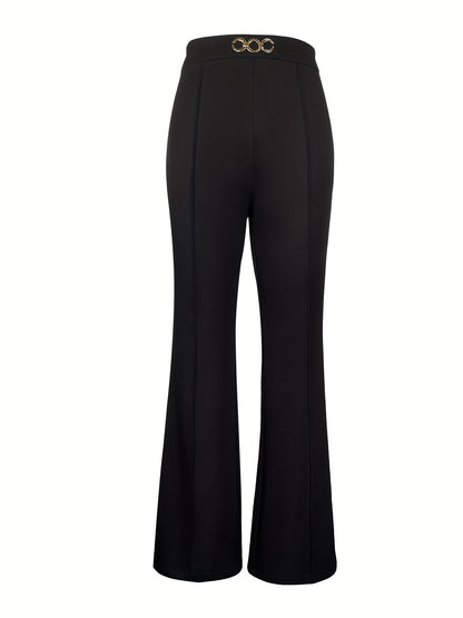 vlovelaw Solid Flare Leg Pants, Casual High Waist Pants For Spring & Fall, Women's Clothing